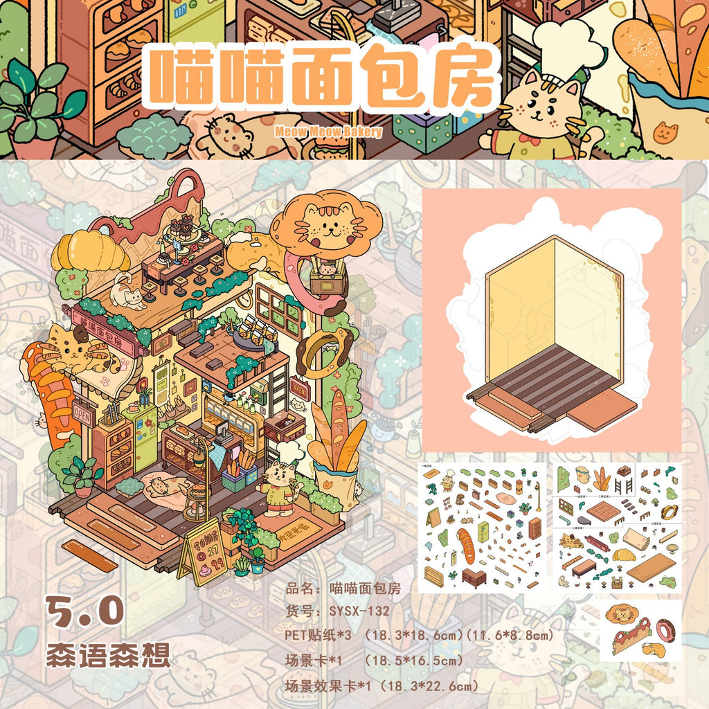 Fast Food & Bakery DIY 3D Scene Stickers Cute Miniature Scenes