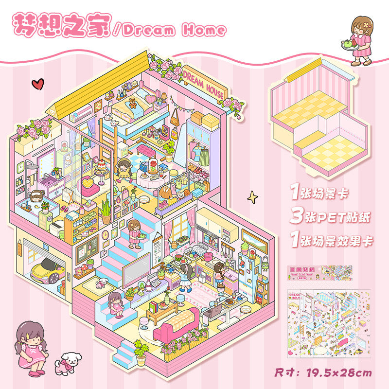 Art Museum DIY 3D Scene Stickers Cute Miniature Scenes