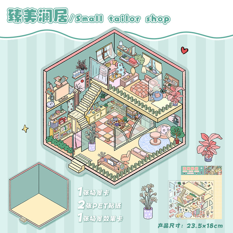 Secret Base DIY 3D Scene Stickers Cute Miniature Scenes