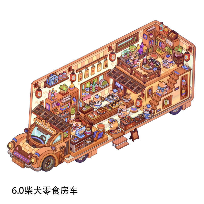 Cute RV DIY 3D Scene Stickers Cute Miniature Scenes