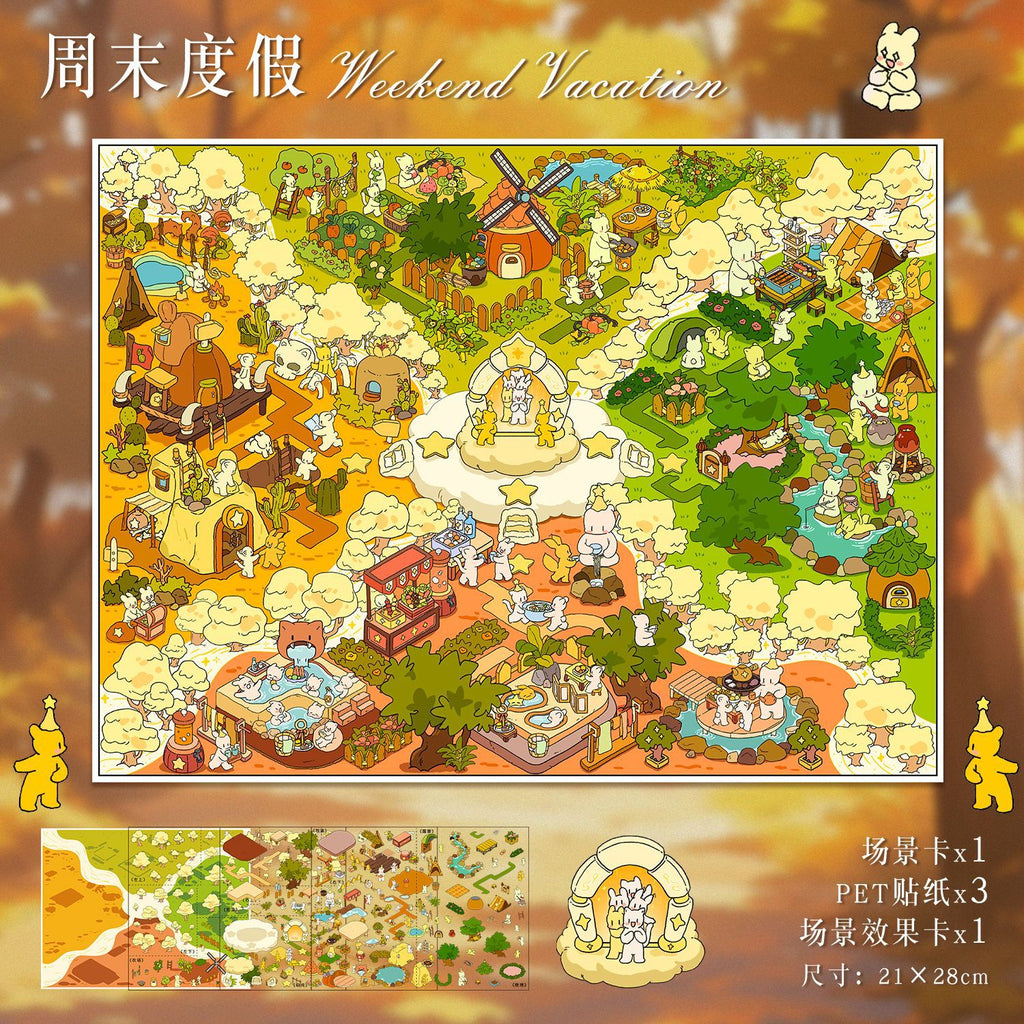 Art Museum DIY 3D Scene Stickers Cute Miniature Scenes