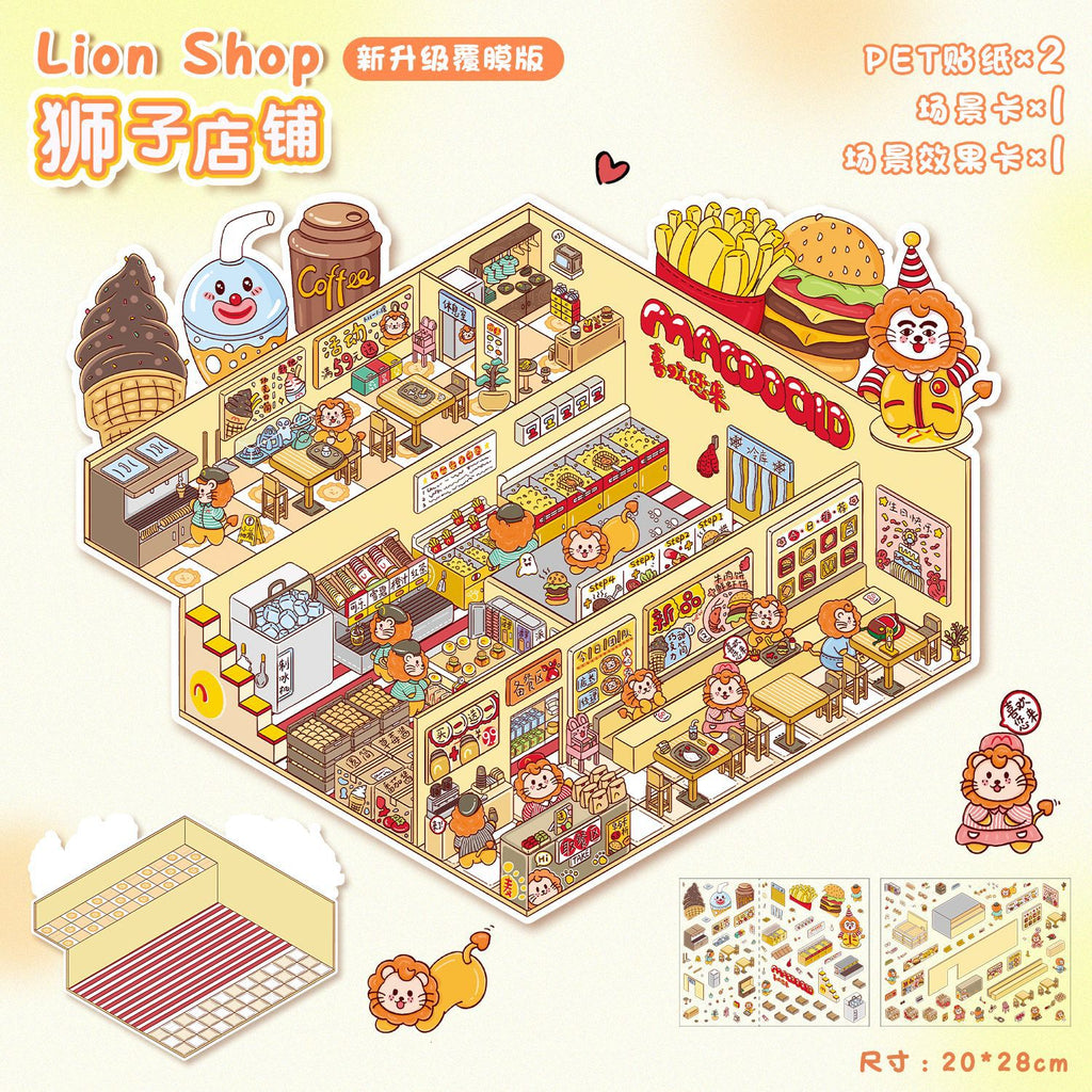 Café & Bakery DIY 3D Scene Stickers Cute Miniature Scenes