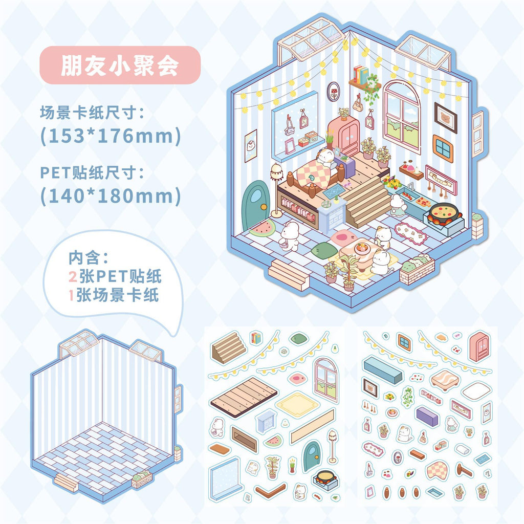 Record Store & Dessert Station DIY 3D Scene Stickers Cute Miniature Scenes