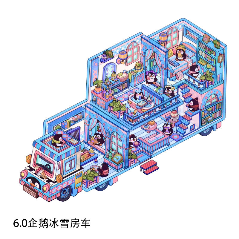 Cute RV DIY 3D Scene Stickers Cute Miniature Scenes